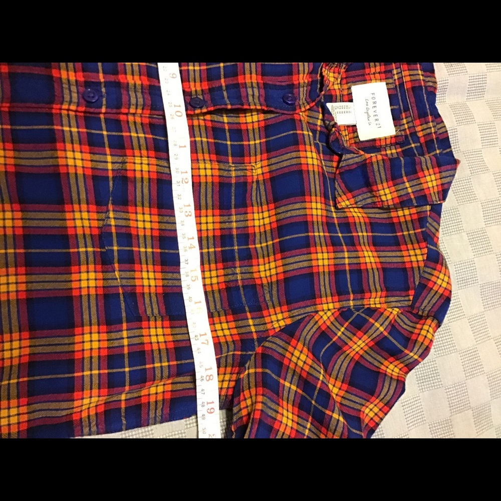 Forever 21 Plaid Button Down Shirt M - Picture 4 of 8